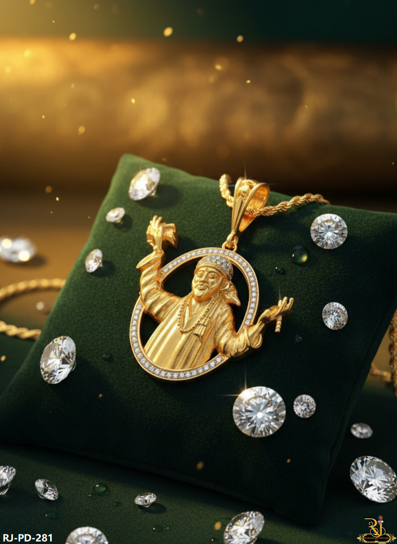 Exclusive Sai Baba Blessing Gold Plated Pendant For Men's-PD-281