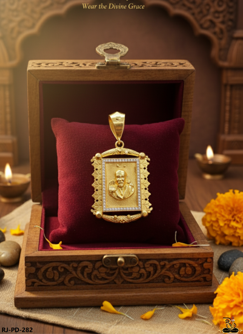 Superior Finishing Sai Baba Logo Gold Plated Pendant For Men's-PD-282