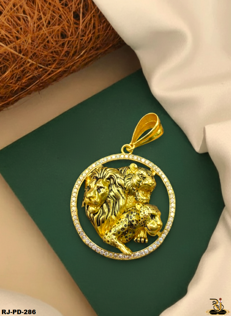 The Power Of Trinity Gold Plated Pendant For Men's-PD-286