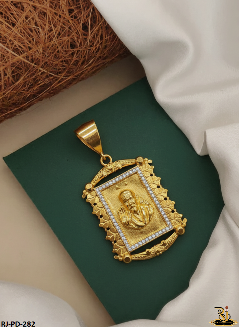 Superior Finishing Sai Baba Logo Gold Plated Pendant For Men's-PD-282