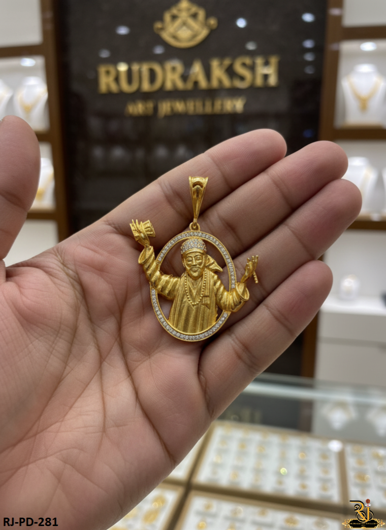 Exclusive Sai Baba Blessing Gold Plated Pendant For Men's-PD-281