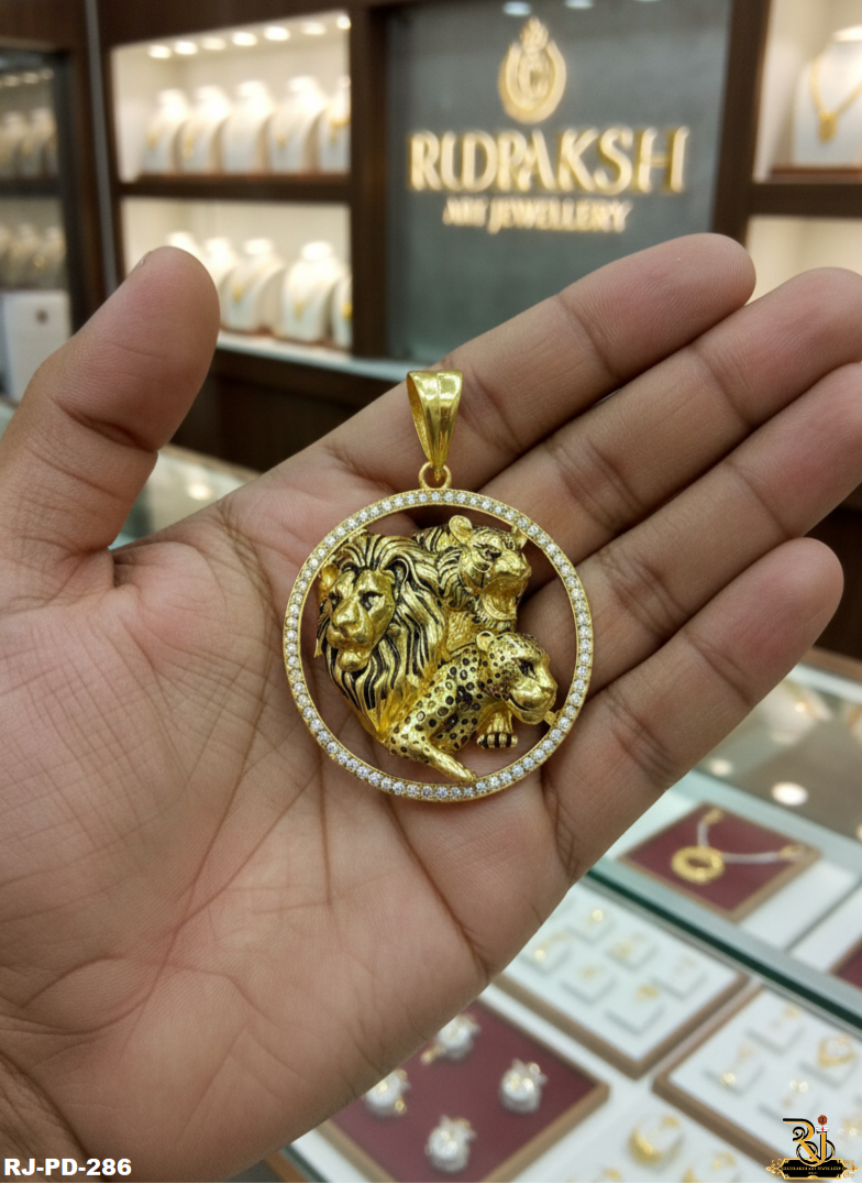 The Power Of Trinity Gold Plated Pendant For Men's-PD-286