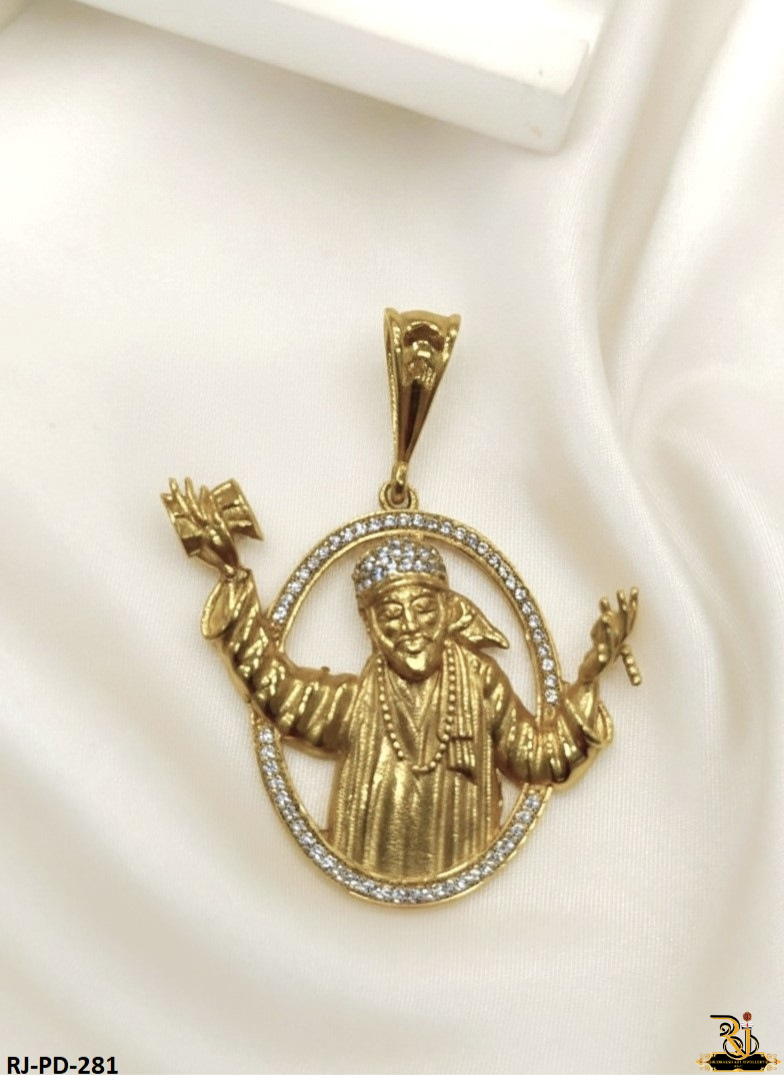 Exclusive Sai Baba Blessing Gold Plated Pendant For Men's-PD-281