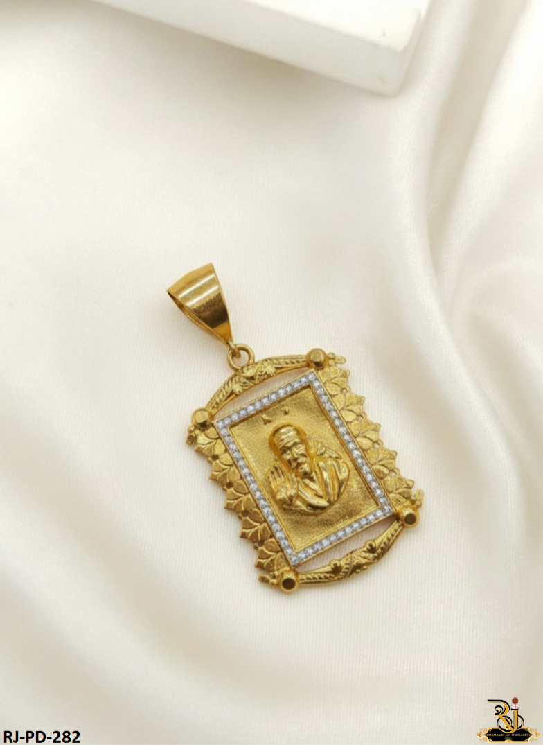 Superior Finishing Sai Baba Logo Gold Plated Pendant For Men's-PD-282