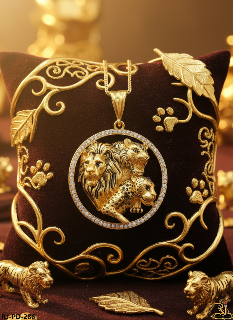 The Power Of Trinity Gold Plated Pendant For Men's-PD-286