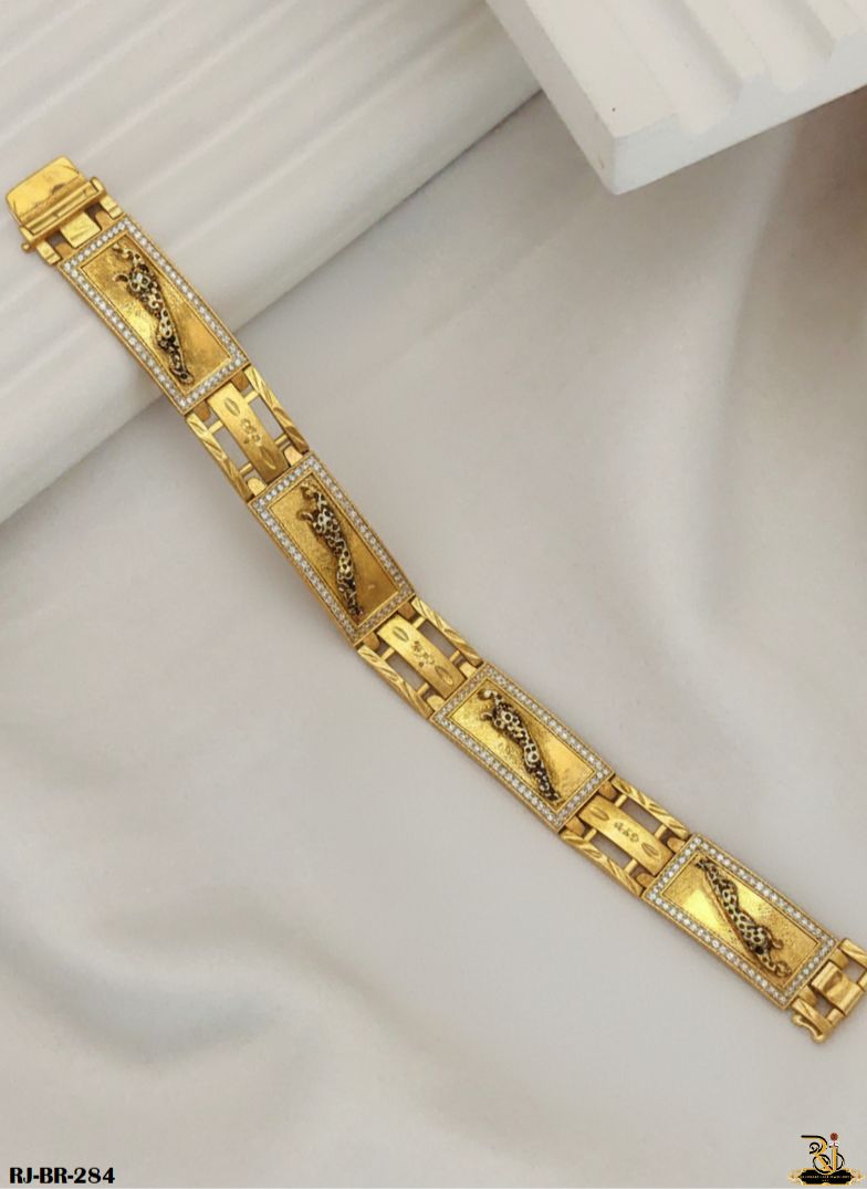 Mesmerizing Diamond Jaguar Logo Bracelet For Men's-BR-284