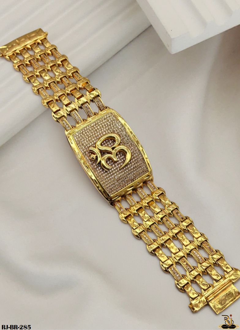 Exclusive Diamond Design Om Logo Bracelet for Men's-BR-285