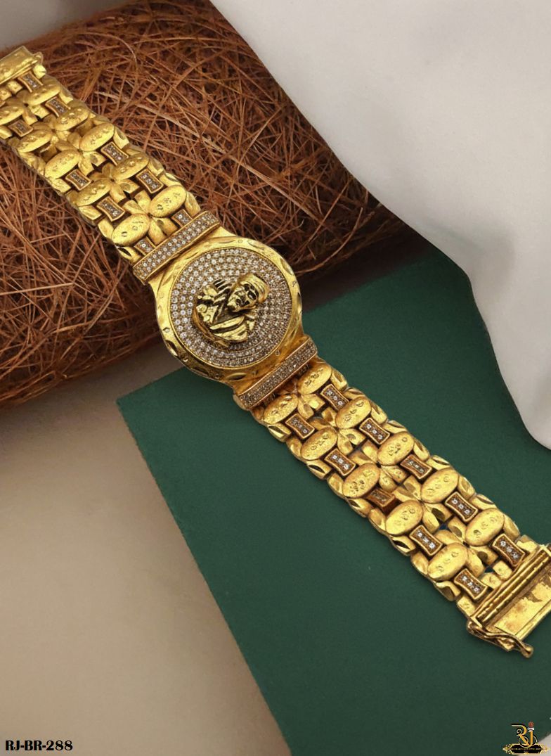Rajwadi Shine Diamond Sai Baba Bracelet For Men's-BR-288