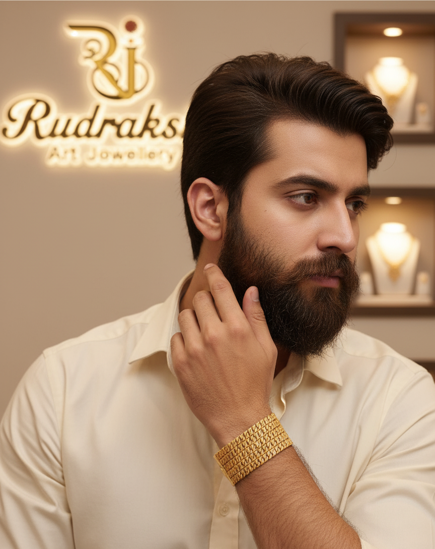 Rajwadi 5 line Pokal Bracelet For Men's-BR-272