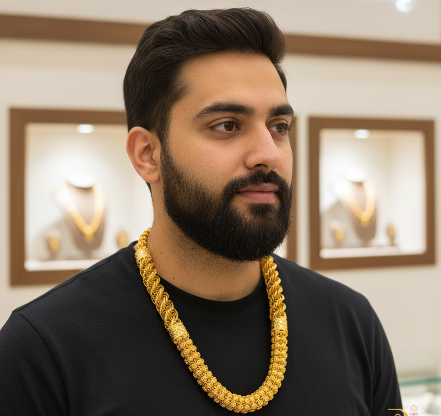 Dual Face Cap With Rassa Design Gold Plated Chain CH-212