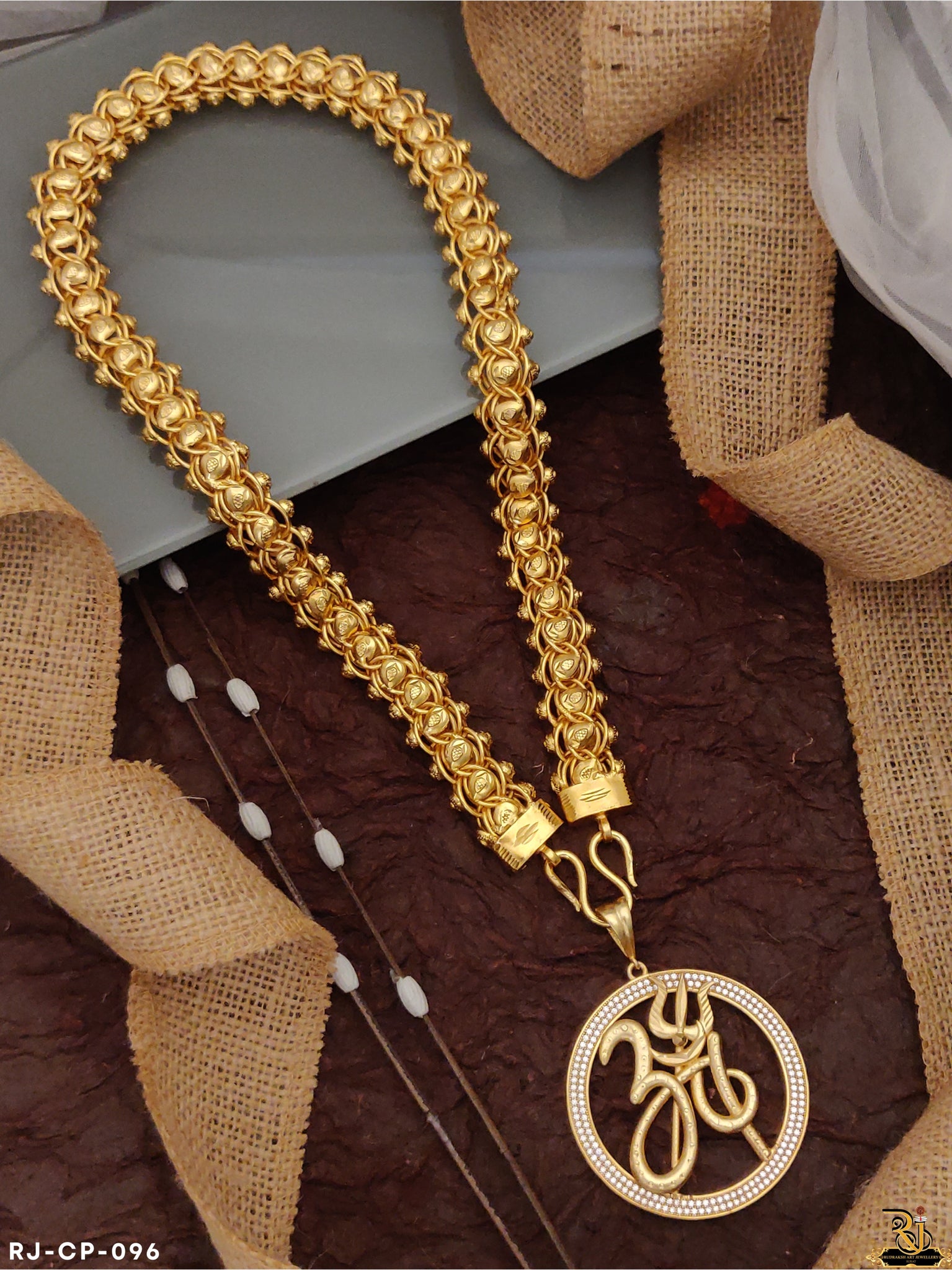 Rajwadi Havy Looking Big Chain With Om Ma Trishul Logo Pendant CP-096