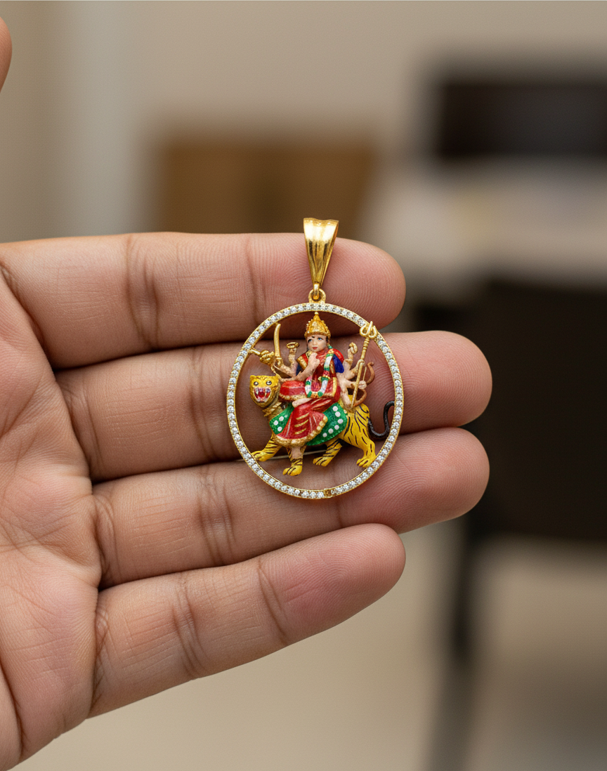 Superior Diamond Ambe Maa Pendant for Men PD-056