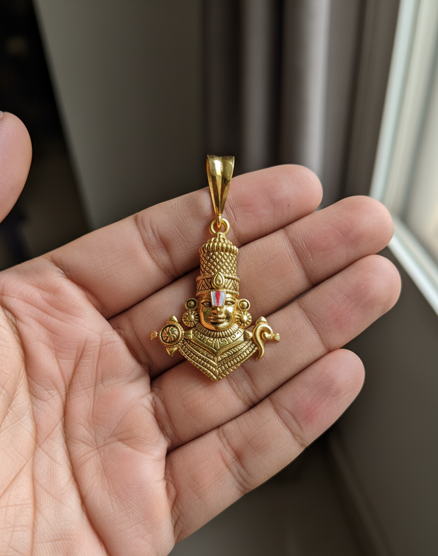 Claasical Looking  Tirupati Balaji Face  Gold Pleted Pendants PD-245