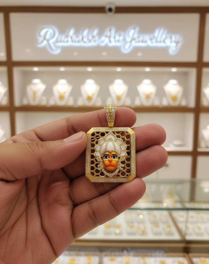 Bajrang Bali Blessing Diamond Design Pendant-PD-264