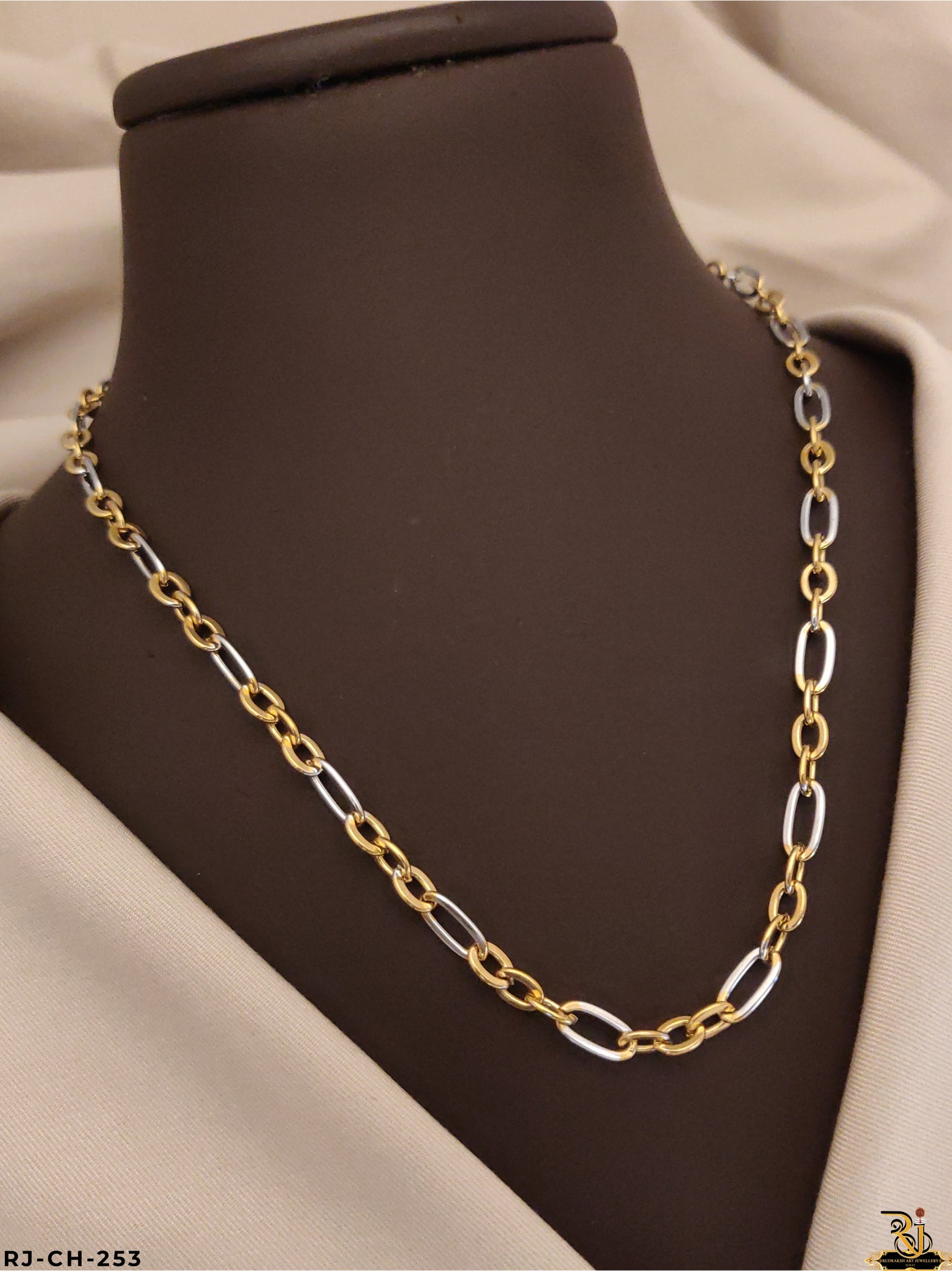 New standard steel design mens fashion dual tone Italian chain CH-253