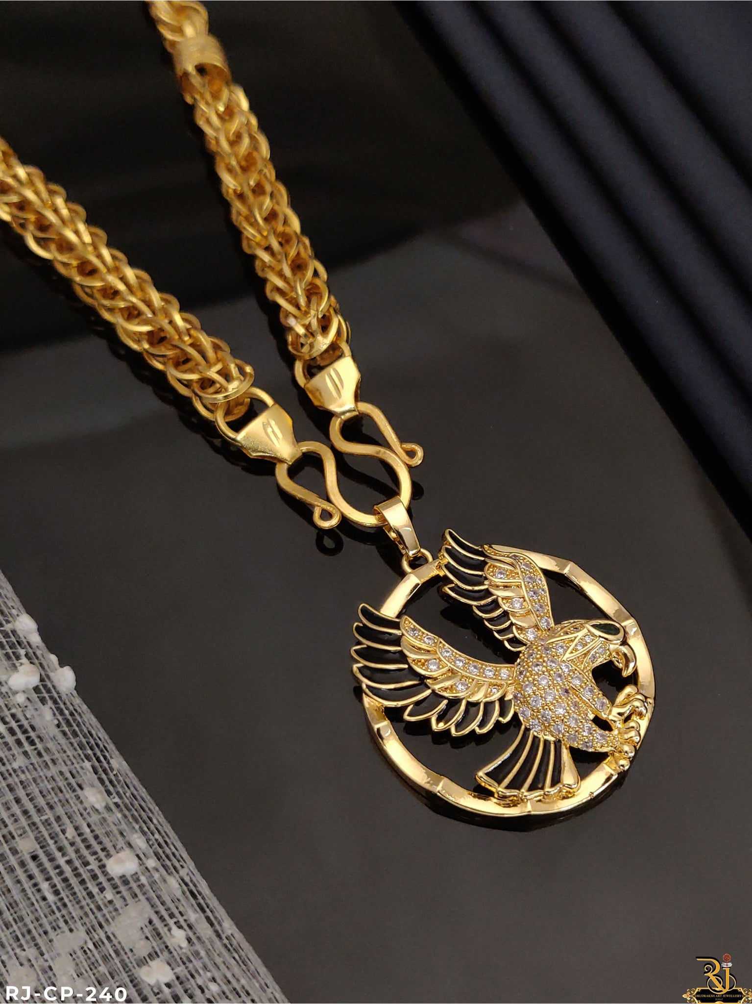 High quality finishing eagle logo with Indo design mens fashion chain with pendant CP-240