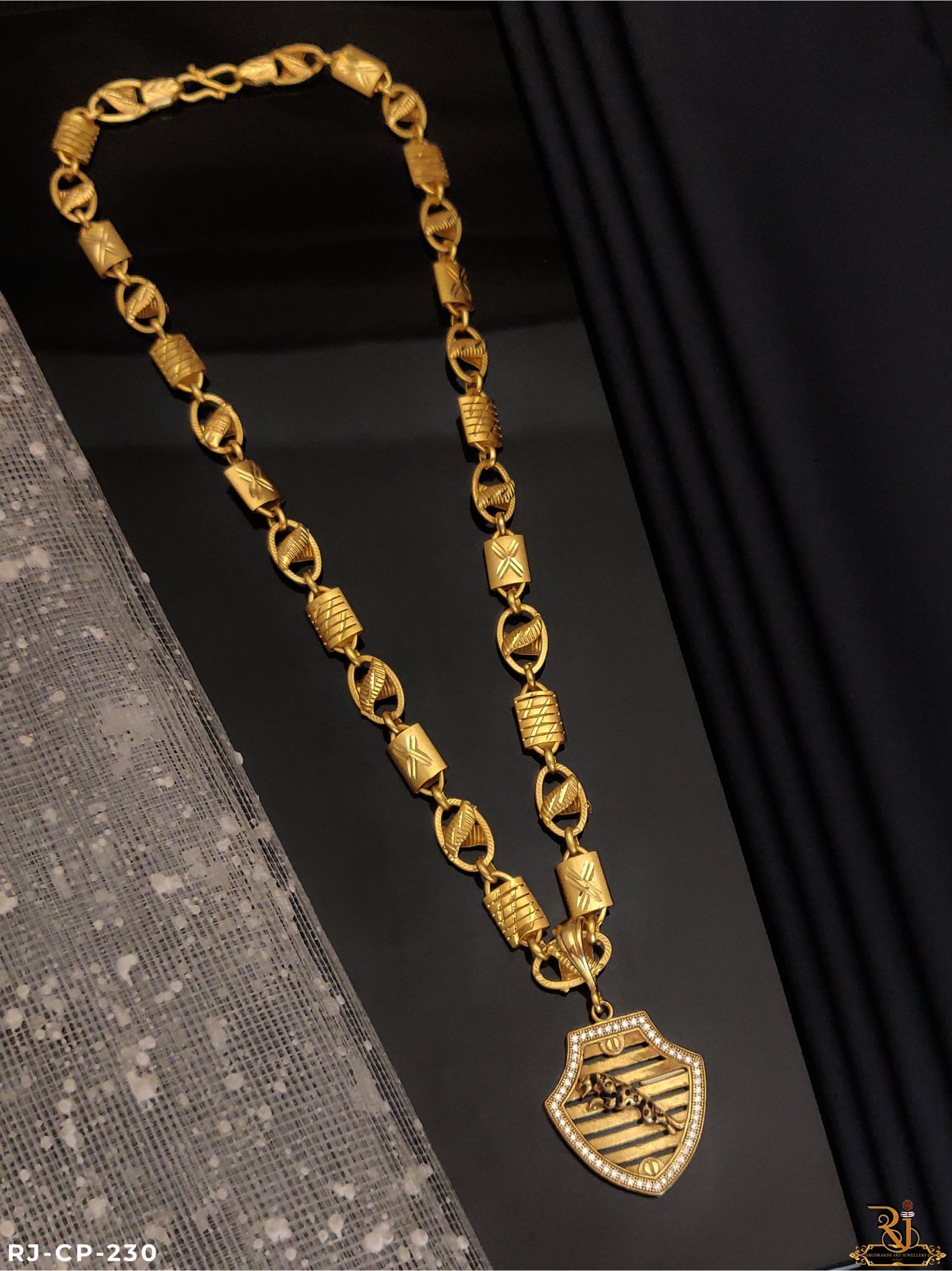 Funky R Gold Chain Funky design gold chain with Jaguar logo new design pendant CP-230 ...