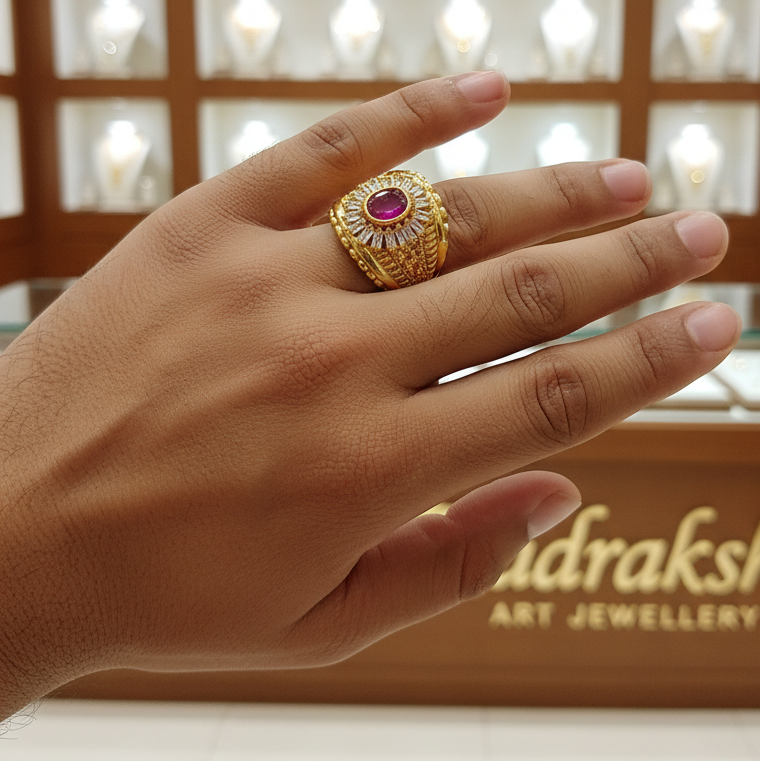 Superior Quality Red Ruby Stone Ring For men's-SR-106