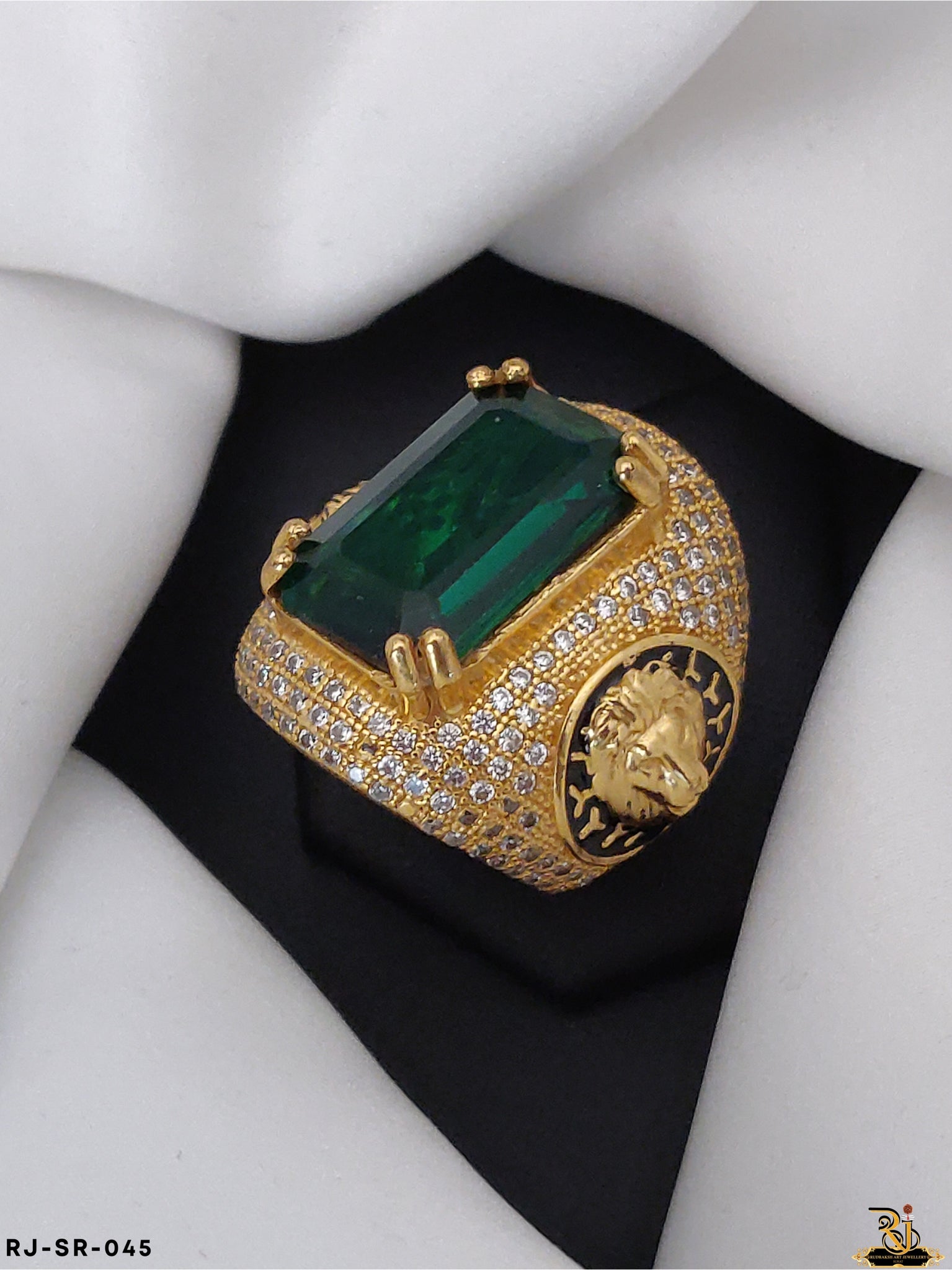 9ct Yellow Gold Baguette Cut Emerald and Diamond Pave Ring GR567G -  thbaker.co.uk