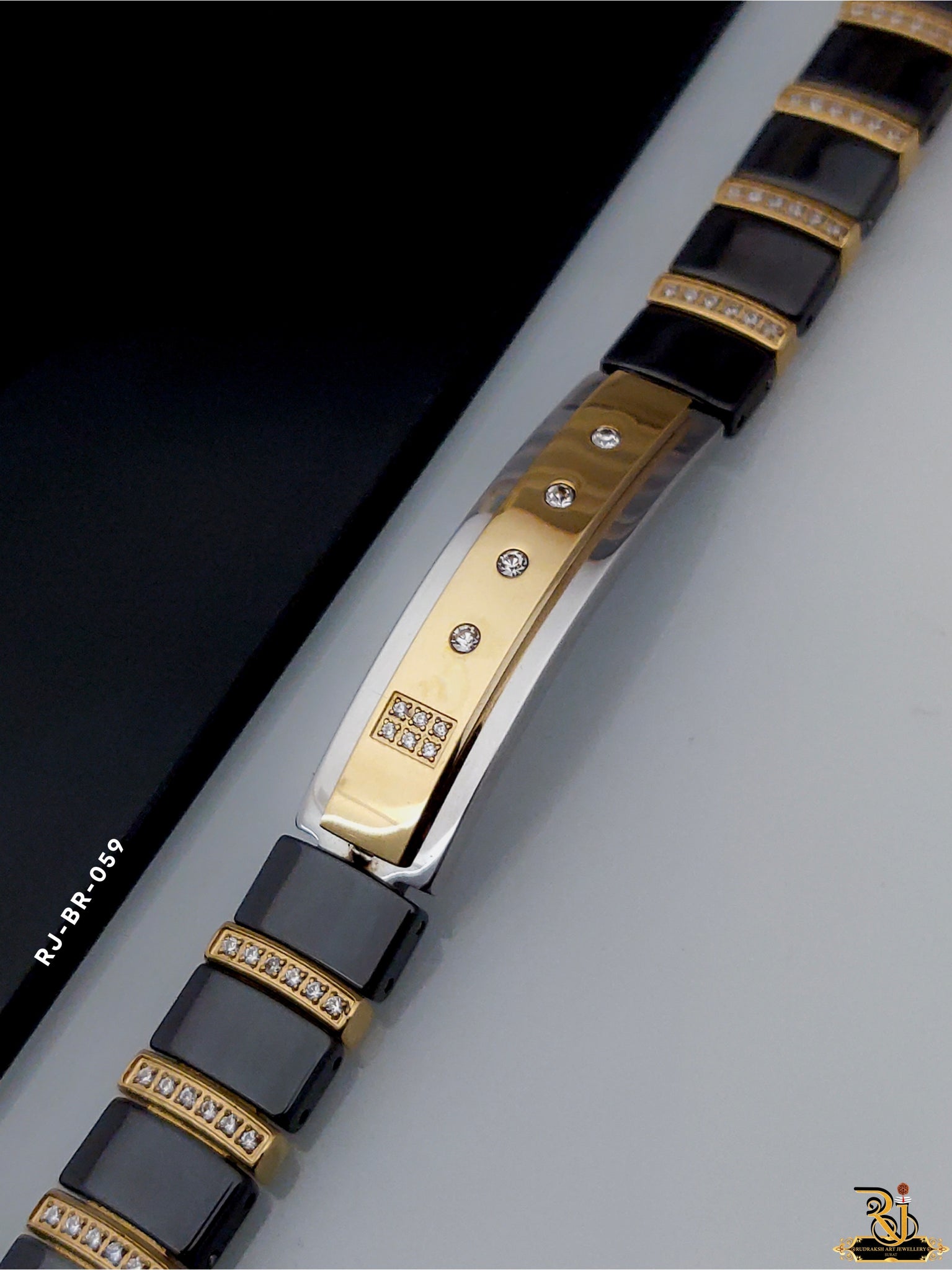 2 Line Fancy Design High-quality Black & Rose Gold Bracelet For Men - Style  C173 – Soni Fashion®