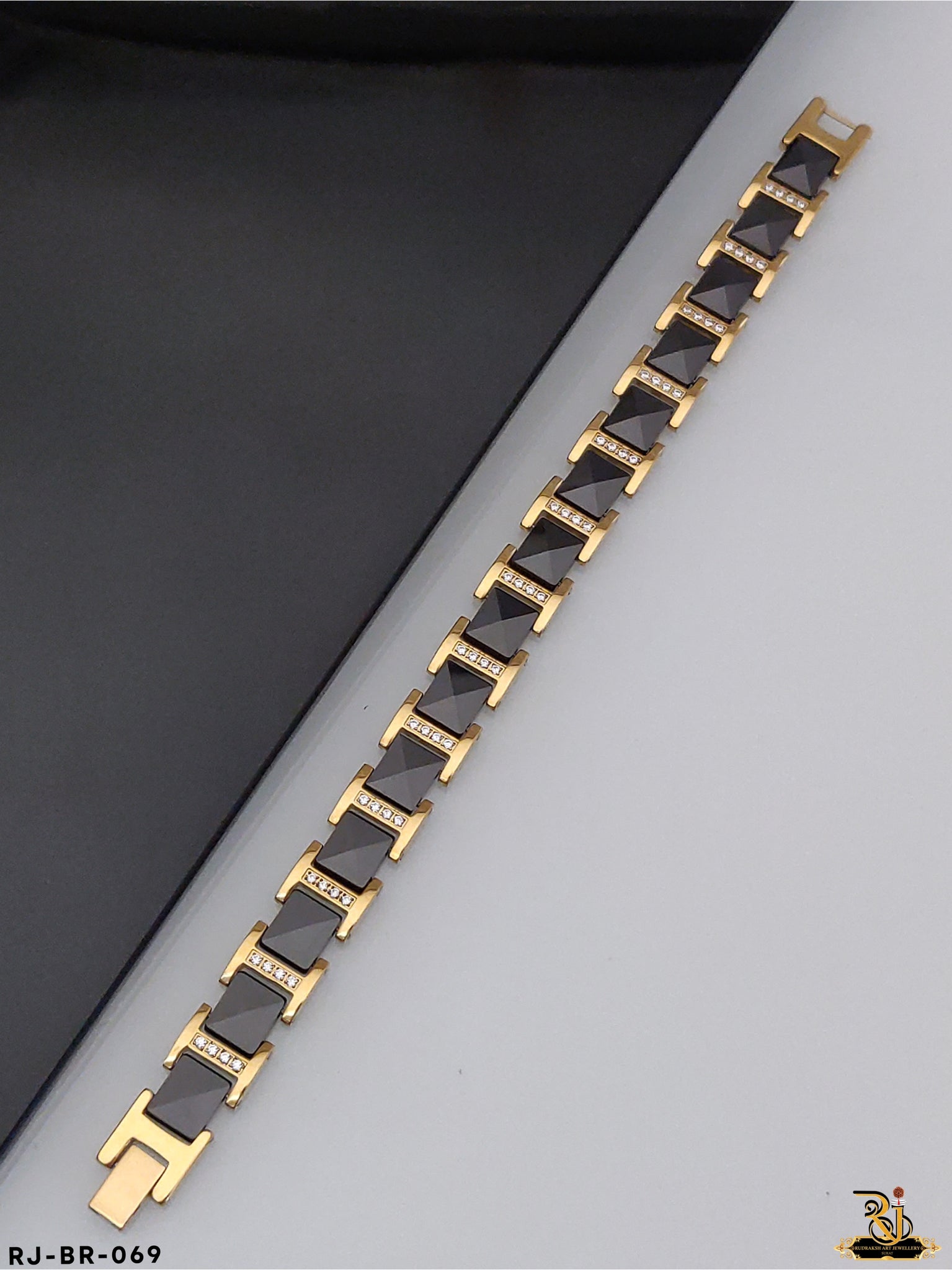 Awesome Rose Gold  Black Ceramic Funky Design Bracelet With Diamonds   Soni Fashion
