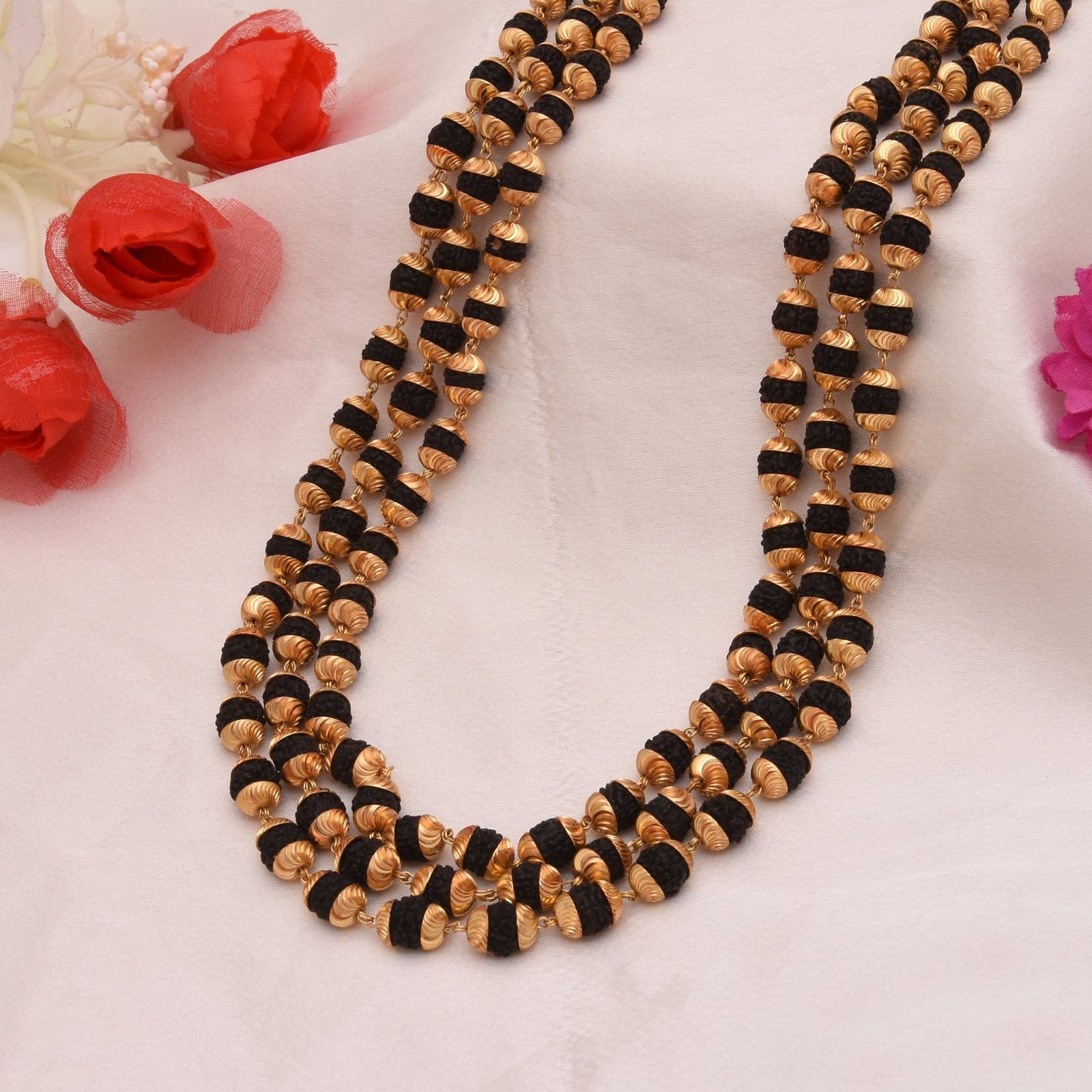 Exclusive 3 Layer Rudraksh Mala Premium Quality Mala Rudraksh Art Jewellery