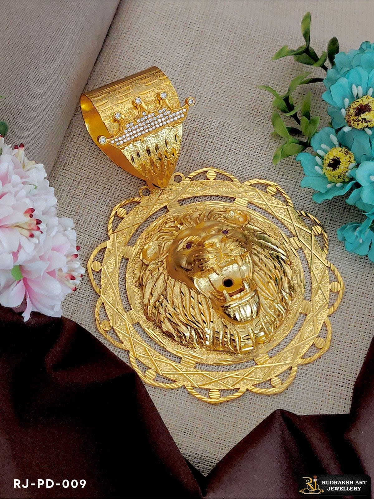 Superior Lion Pendant for Men Rudraksh Art Jewellery