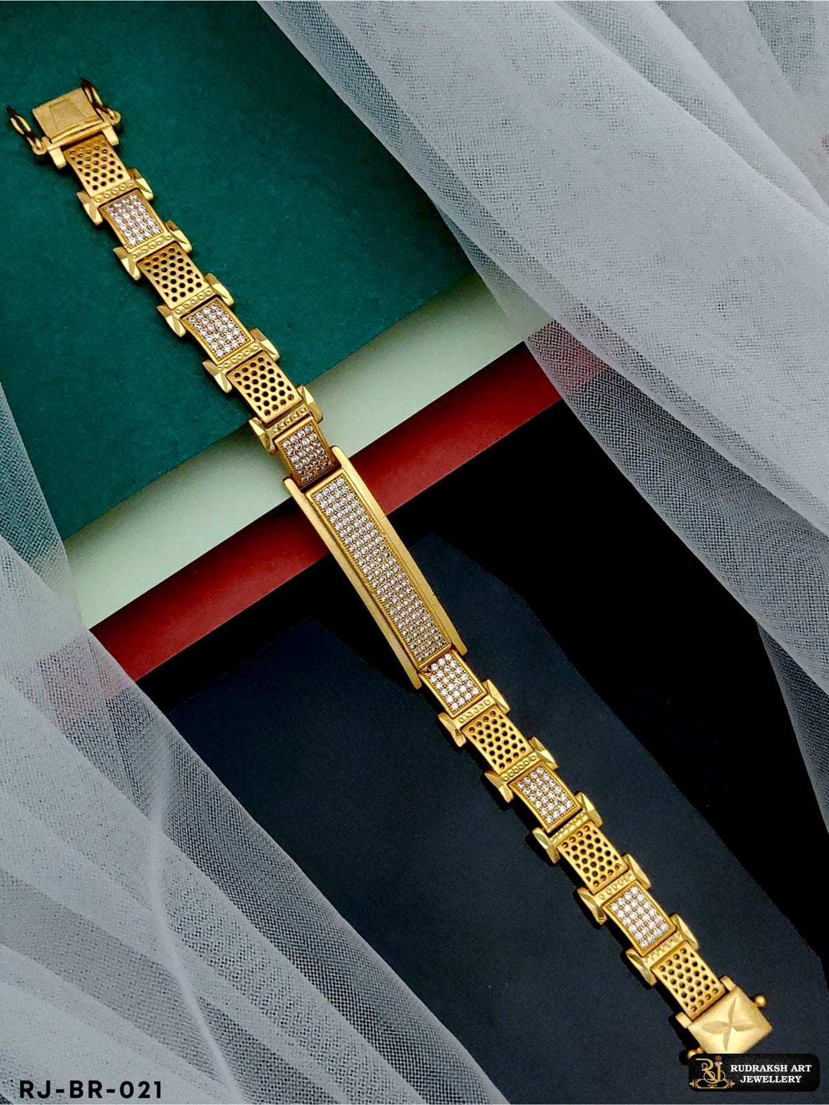 18K Gold Diamond Bracelet With Color Stones - 235-DBR167 in 36.200 Grams