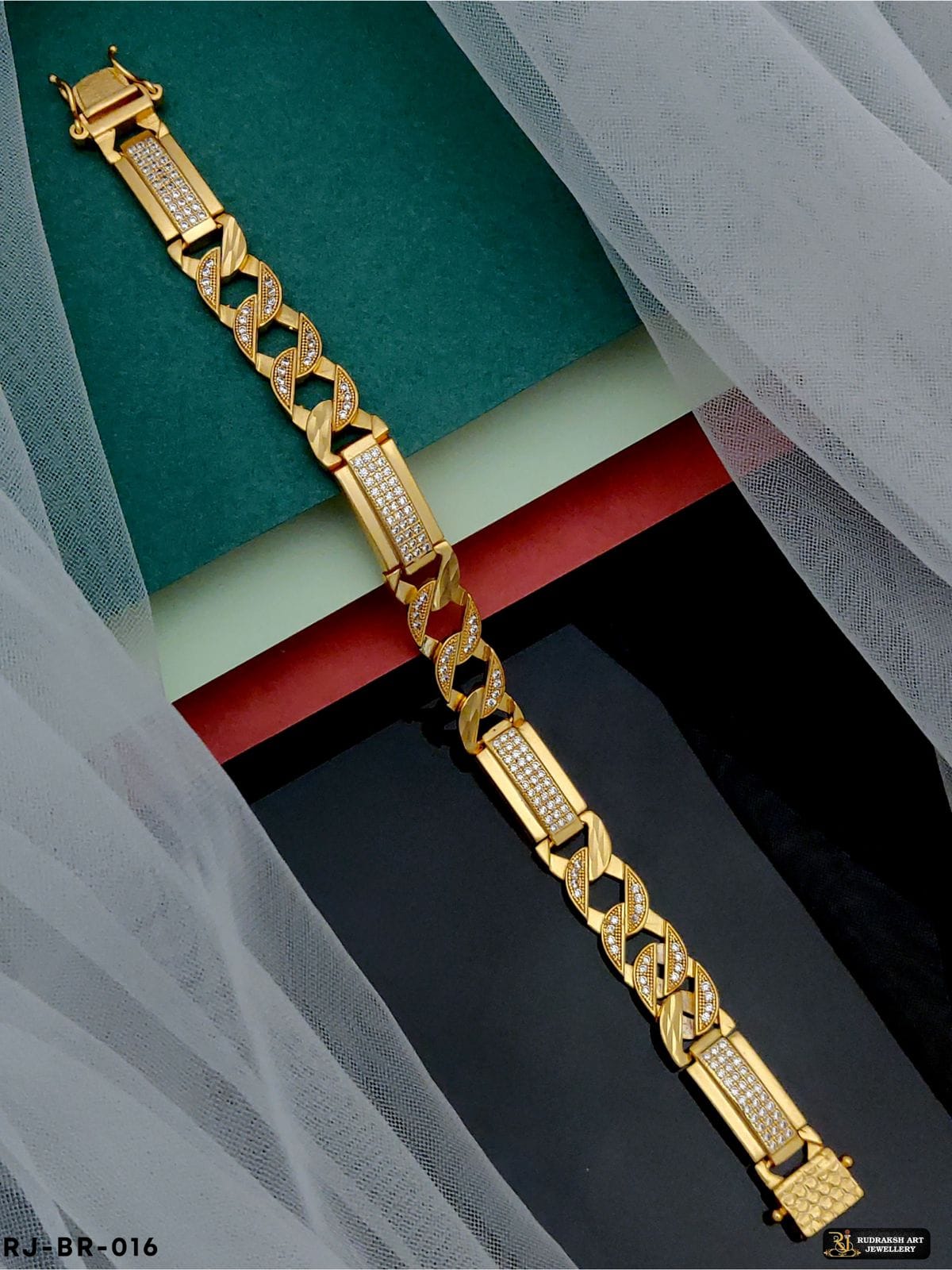 High Quality Diamond Pokal Bracelet for Men Rudraksh Art Jewellery