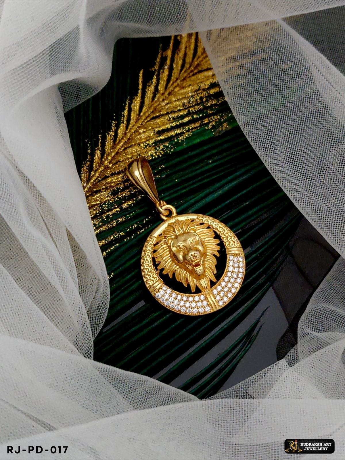 Superior Diamond Lion Pendant-03 for Men Rudraksh Art Jewellery