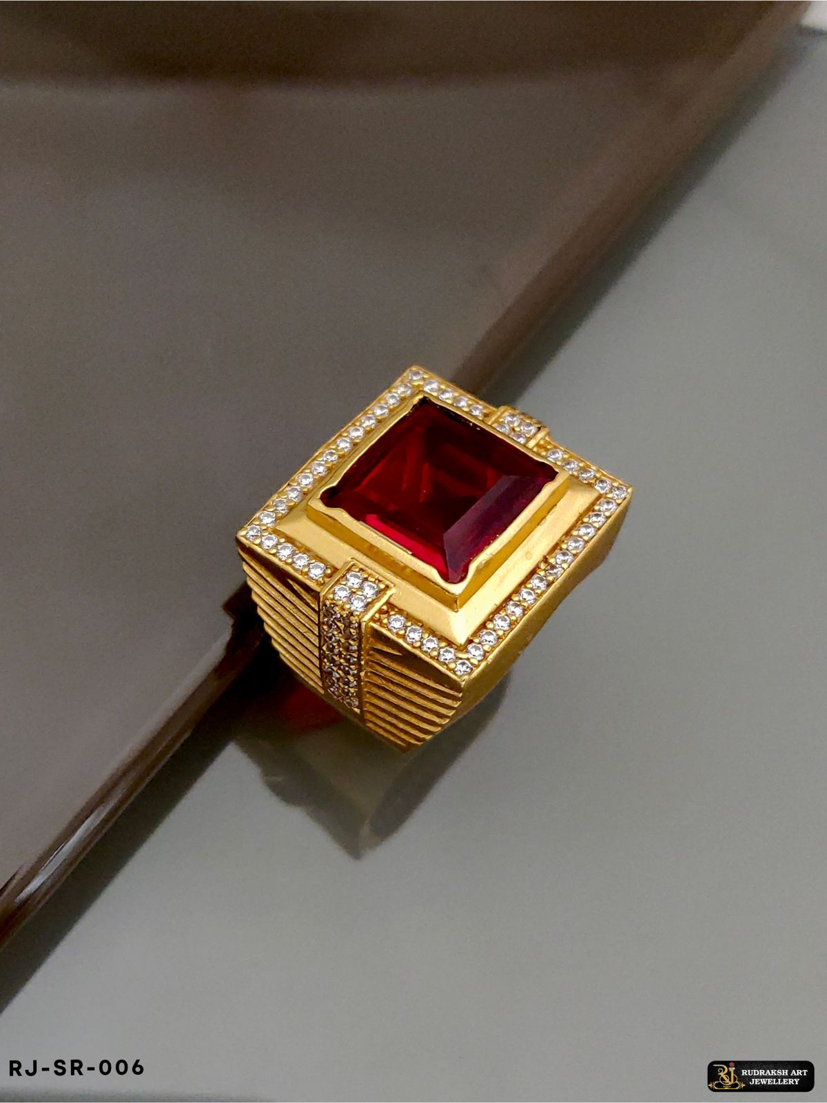 Exclusive Red Stone Streamlined Design Superior Quality Ring SR-006