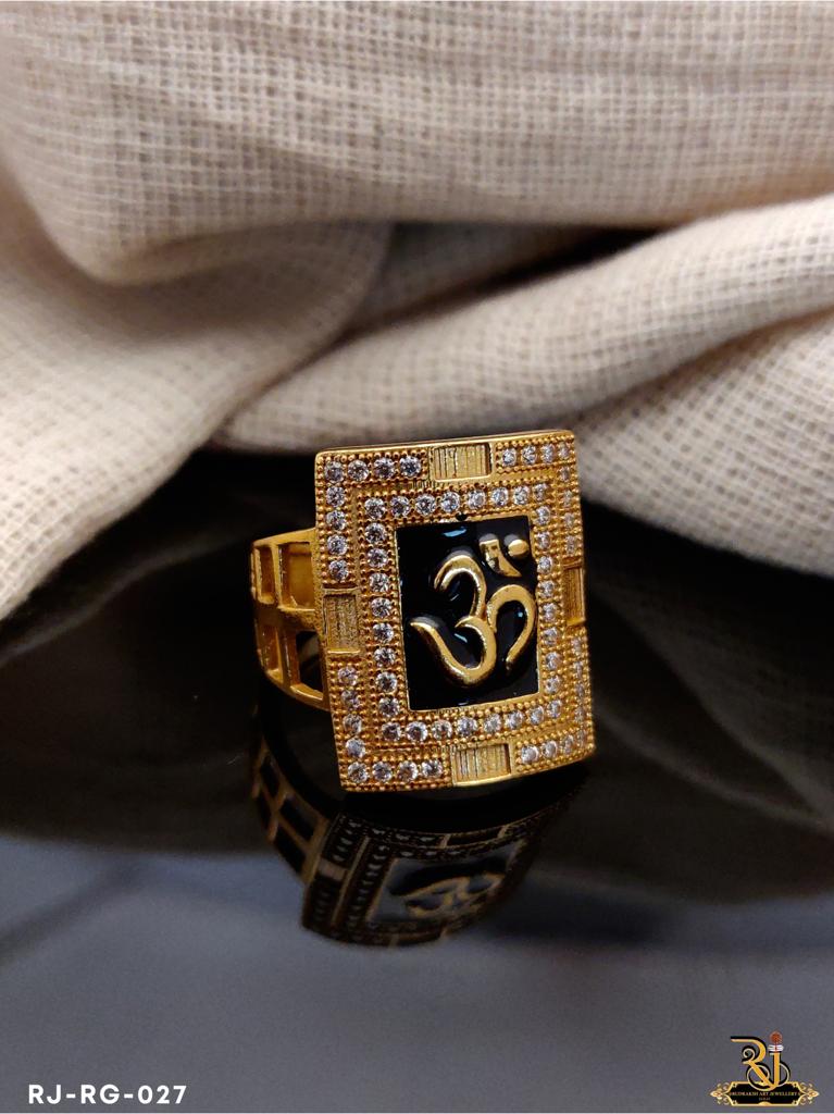 Exclusive Om Logo with Diamond Ring for Men RG-027 – Rudraksh Art
