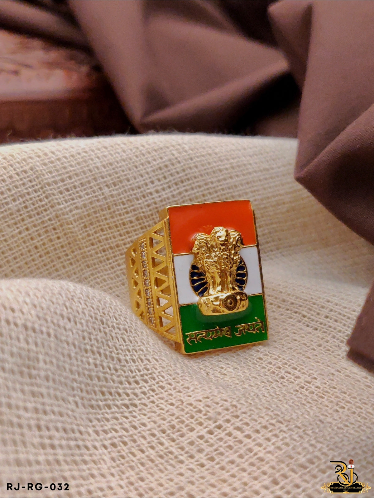 Manufacturer of 916 gold ashok stambh design ring for men kdj-r005 |  Jewelxy - 79920