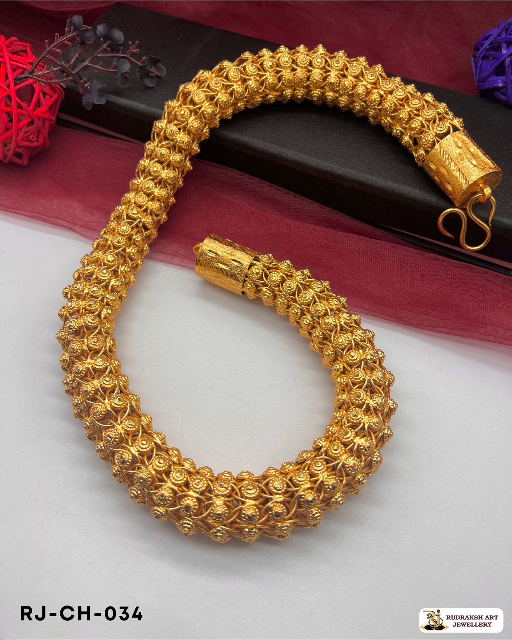 Flower Cape Ajghar Chain for Men Rudraksh Art Jewellery