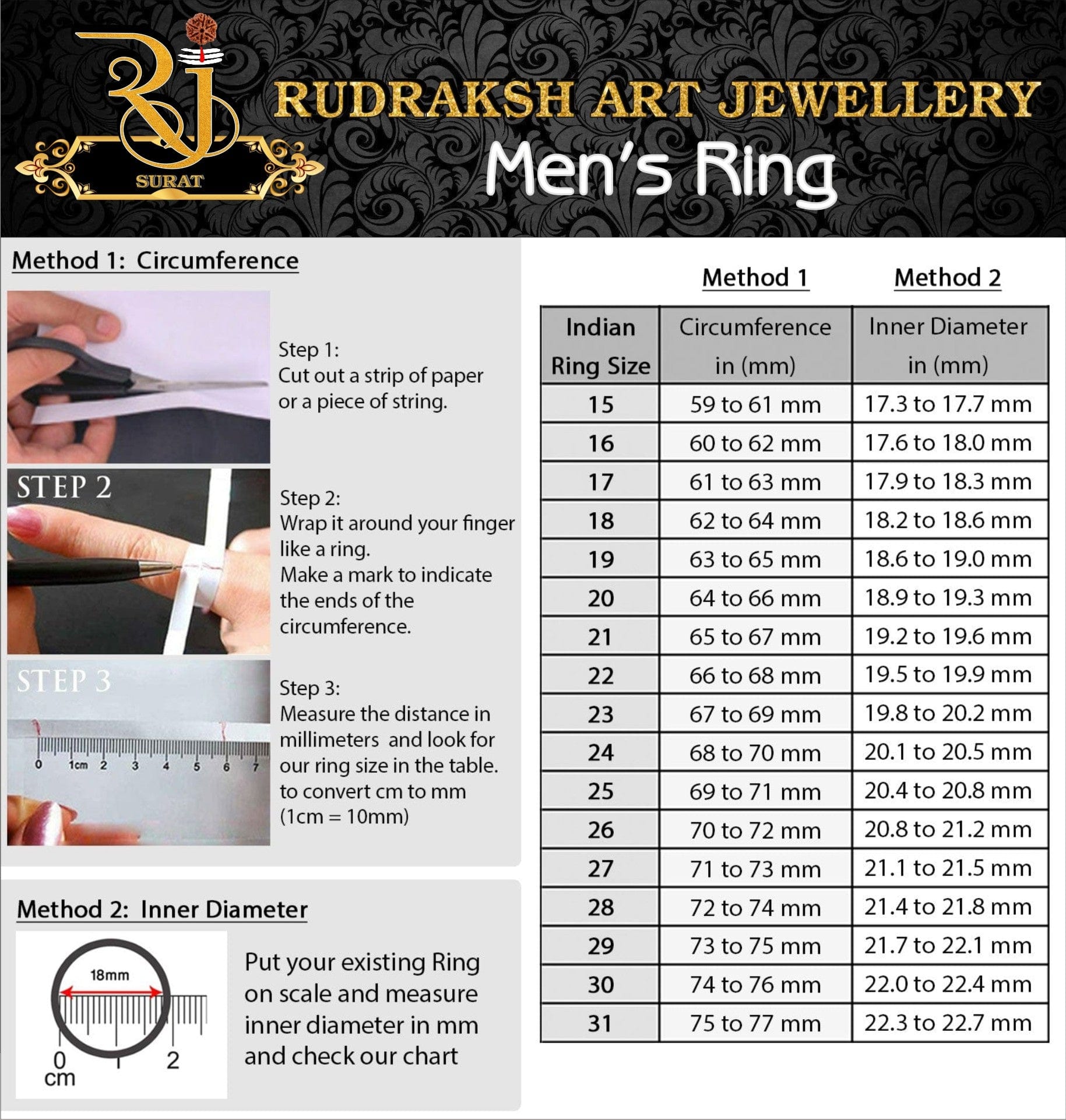 Exclusive Satya Meva Jayte Design with Diamond Ring for Men-2 Rudraksh Art Jewellery